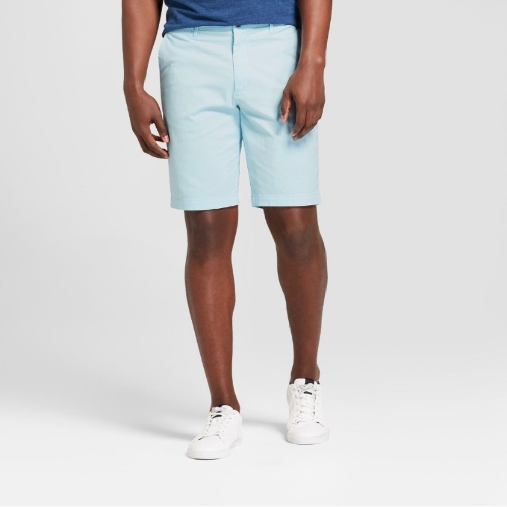 Goodfellow Flat Front Linden Sky Blue Shorts